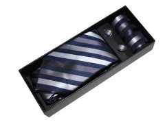   NM nyakkendő szett - Szürke csíkos Csíkos nyakkendő